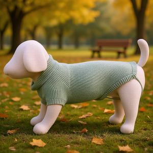 Suéter para Perro, Color Verde Salvia, Tejido de Punto Acanalado, Talla Mediana, para Perros Pequeños - Product Image 3