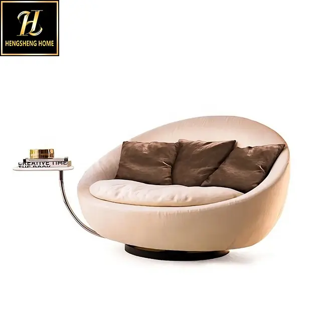 Italië Modern Interieur Meubilair Woonkamer Luie Bank Love Seat Gezellige Fauteuil Wit Draaibare Fluwelen Bank