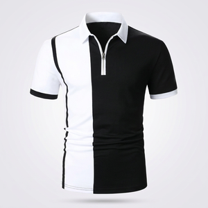 Polo de Hombre con Bloques de Color, Manga Corta, Cierre de Cremallera, Diseño Sólido de Punto, Corte Regular - Product Image 4