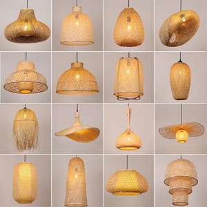 Lampade a Sospensione Artigianali Retrò in Rattan e Bambù, Decorazione per Hotel e Ristoranti, Lampadari Intrecciati - Product Image 2