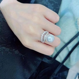 Bague polyvalente en argent pur S925 avec perle naturelle, design à rabat, avec boîte cadeau, article cadeau simple et élégant - Product Image 1