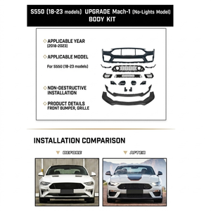 ชุดแต่งกันชนหน้ารถยนต์ S550 พร้อมกระจังหน้าและลิ้นกันชนหน้า สำหรับ <span class=keywords><strong>Ford</strong></span> <span class=keywords><strong>Mustang</strong></span> S550 ปี 2018-2023 อัพเกรดเป็นชุดแต่งสไตล์ <span class=keywords><strong>Mach</strong></span> 1 - Product Image 5