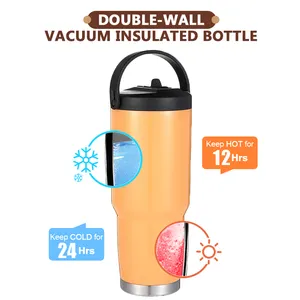 Biểu tượng tùy chỉnh 30oz cà phê sữa nước trái cây Tumbler thép không gỉ chân không cốc cốc với rơm