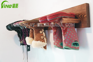Porte-chaussures mural en bois recyclable avec cintre et séchoir à linge - Product Image 5