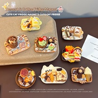 Stiker Kulkas Magnetik Resin Kopi Makanan Kartun Dessert DIY Figur Mainan Trendi Magnet Kuat Asli Dekorasi Rumah