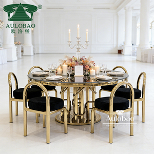 Modern Restaurant Stainless Steel <b>Round</b> Wedding <b>Tables</b> and Chairs for Events - Product Image 6