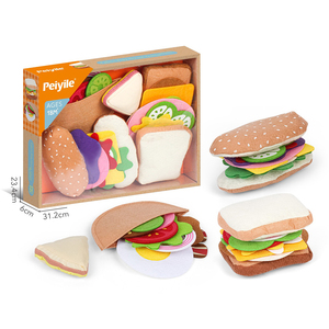 Enfants restauration rapide <span class=keywords><strong>jeu</strong></span> de simulation bricolage jouer doux coton hamburger en peluche - Product Image 1