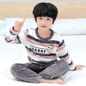 Nuevos Productos: Pijamas de Franela a Rayas con Estampados de Dibujos Animados de Manga Larga para Bebés Niños, Ropa de Dormir de Invierno, Desde China - Product Image 3