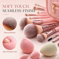 Logo personnalisé 40 pièces Outils de beauté Bandeau pour cheveux Éponge de maquillage pour le visage, les yeux, le blush et la poudre de maquillage Trousse de maquillage Ensemble de pinceaux de maquillage