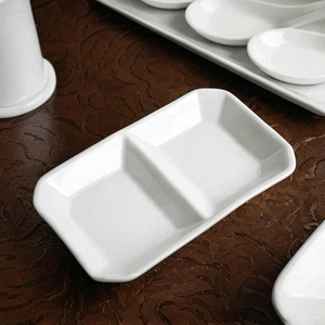 Bol à Condiments Rectangulaire en Porcelaine avec Compartiments-Plat de Trempage et de Service de Qualité Horeca de Vietnam Usine - Product Image 2