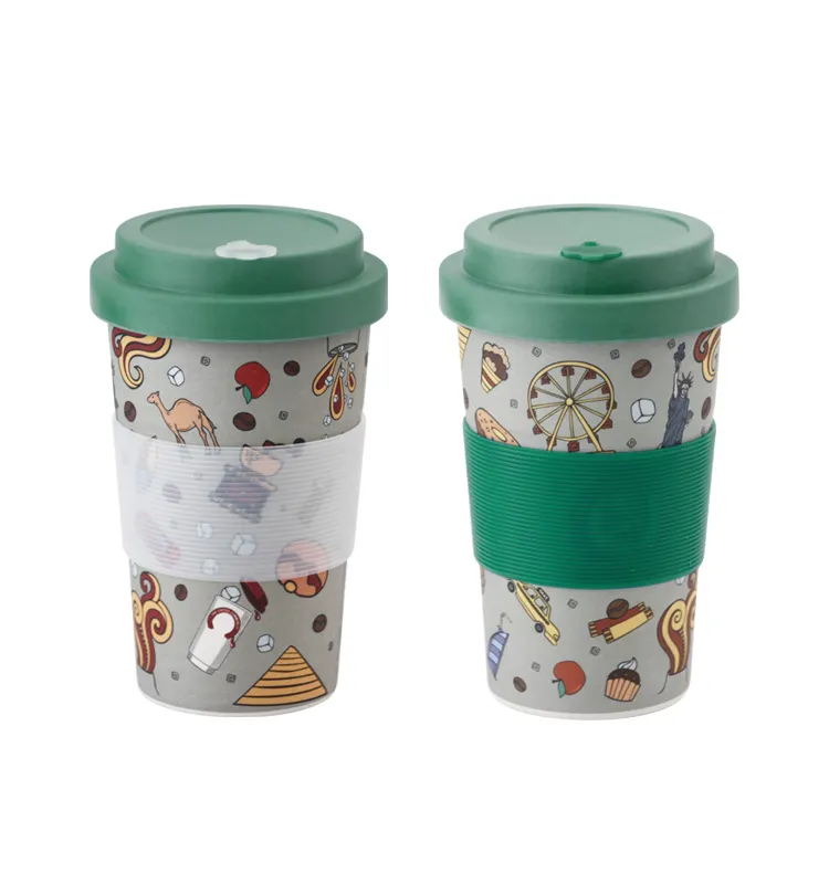 Eco-friendly wholesale reusable bamboo fiber cups and coffee mugs
