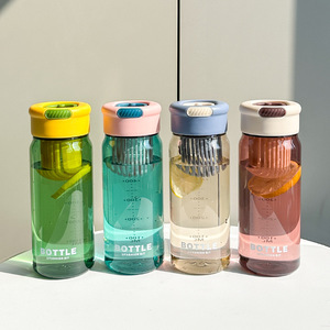 Transparent Plastic Tea Infuser <b>Bottle</b> With Measurement <b>Travel</b> Drinkware For Students And General Use - Product Image 4