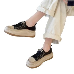 Bottes de randonnée décontractées pour femmes en cuir de vachette, à bout bicolore, basses, pour la marche lente, chaussures de loisirs confortables et tendance - Product Image 6