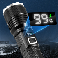 Nueva Linterna Táctica de 10000 Lúmenes LED Recargable por USB-C con Pantalla Lámpara Impermeable para Exteriores de Largo Alcance con Zoom y 5 Modos de Luz