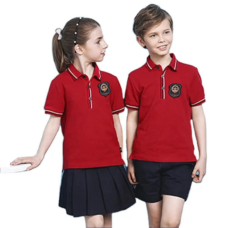 ชุดนักเรียนโปโลผ้าฝ้าย100% เสื้อโปโล Pre School เสื้อโปโลสำหรับเด็กชายและเด็กหญิงชุดนักเรียน