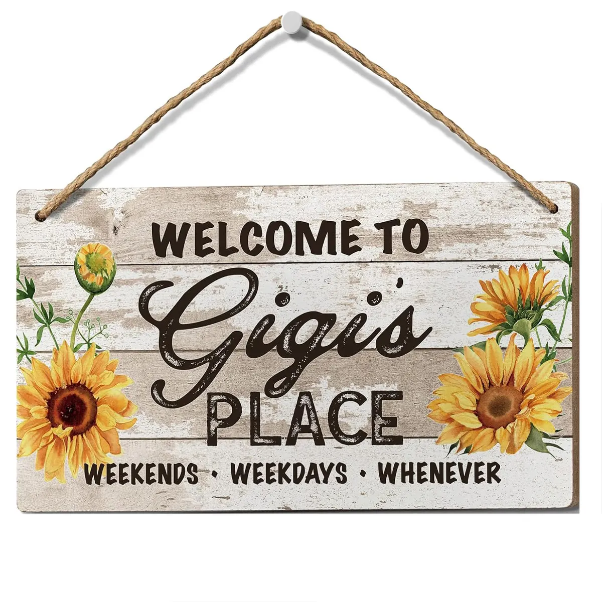 Gigi's Place Sign에 오신 것을 환영합니다 할머니를위한 해바라기와 복고풍 빈티지 현관 현관 홈 장식 Gigi를위한 선물