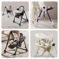 Chaise haute électrique pour bébé, position assise ou allongée, dossier réglable, repose-pieds, mode balancelle, plateau double couche pliable, vente en gros OEM