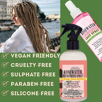 Rosewater Conditioning Rafraîchissant Locs Spray Pour Tresses Twists Dreadlocks Apaisant Sec Démangeaisons Cuir Chevelu avec Vitamines Menthe Romarin