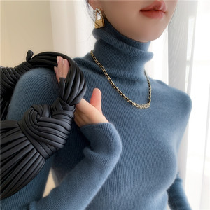 Pull en cachemire à col roulé épais décontracté pour femmes, tricoté, chaud, <span class=keywords><strong>sous</strong></span>-vêtement - Product Image 2