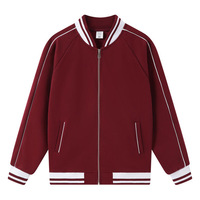 Blouson universitaire zippé color-block hiver 320g personnalisable pour étudiant, coupe ample, polyvalent, streetwear brodé