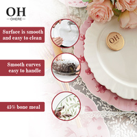 Service de vaisselle en porcelaine fine rose à motif floral, assiettes de présentation pour mariage, fête, événement, décoration de table