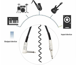 <span class=keywords><strong>Cable</strong></span> <span class=keywords><strong>de</strong></span> <span class=keywords><strong>audio</strong></span> 90 grados en ángulo 10 pies instrumento en espiral 6,3mm <span class=keywords><strong>Cable</strong></span> <span class=keywords><strong>de</strong></span> guitarra - Product Image 5