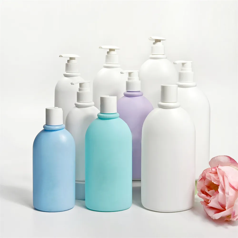 Düz Oval yumuşak dokunmatik şişe şampuan losyon kabı kremi duş jeli şişe ambalajı E.B.M PP plastik 250 Ml 400 Ml 500 Ml