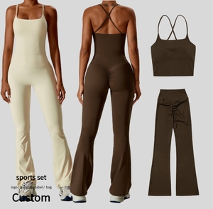 All'ingrosso tuta da Yoga Top Sport Sport Gym Set Fitness Running Camis collant a gamba larga pantaloni sportivi <span class=keywords><strong>Leggins</strong></span> Set - Product Image 1