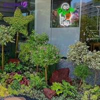 Enseigne néon LED fantôme végétal d'Halloween, jolie lumière murale LED fantôme avec plante verte en pot, enseigne néon personnalisée pour décoration murale