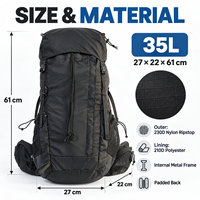 Sac à dos de randonnée et de camping en nylon pour le sport et les voyages en plein air, avec système de dos suspendu, vente en gros d'usine