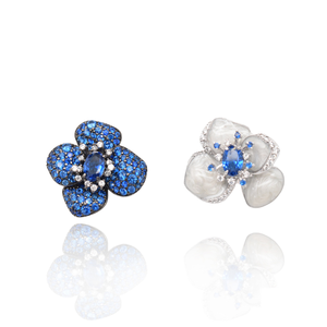 Pendientes de Trébol Modernos y Exclusivos, Plata de Ley 925 con Circonita, Joyería de Lujo para Regalo Unisex - Product Image 1