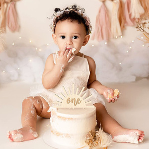 Decorazione per Torta '<span class=keywords><strong>One</strong></span>' in Legno Riutilizzabile per Baby Shower e Festa di Primo Compleanno - Product Image 5