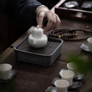 Pure Tin Old Teapot Stand Square With Lid Water Storage For Kung Fu <b>Tea</b> <b>Set</b> - Product Image 2