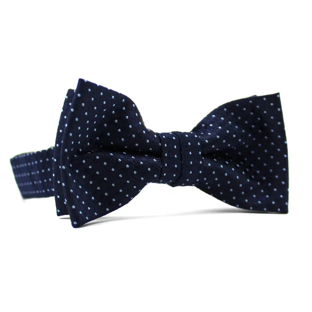 Bowtie Wholesale Classic Fashion Easy Wear Adjustable Polyester Woven Blue Geometric Dot Pretied Child Formal Bow Ties For Kids