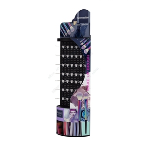 Custom Metal Pegboard Display Stand with <b>Hooks</b> for Makeup Brushes <b>Tools</b> Cosmetic Store Floor Standing Retail Merchandise - Product Image 3