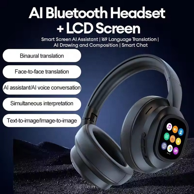 ANC Noise Cancelling V6.0 Touch Screen Real-Time Translation AI Translator Headphones Gaming Sport Wireless Headset Aviation DJ