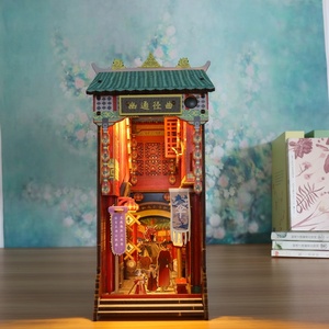 2024 Mới Cắ<span class=keywords><strong>t</strong></span> Laser Chấ<span class=keywords><strong>t</strong></span> Lượng Cao Basswood 3D DIY Thu Nhỏ Nhà Bằng Gỗ Câu Đố Cuốn Sách Nook Kệ Sách Chèn - Product Image 3