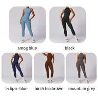 Qualité sans manches dos nu vêtements de Sport combinaison avec fermeture éclair avant une pièce Yoga body femmes danse active Gym Fitness combinaison