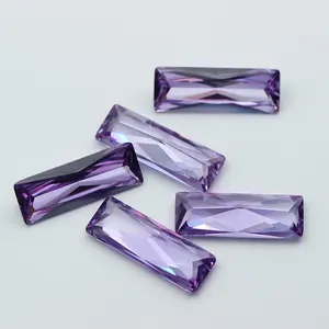 定制紫罗兰色长棍面包切割直拉矩形立方氧化锆松散宝石用于珠宝制作