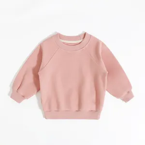 Logo Custom Kids Toddler French Terry Baby Clothing Top Candy Color Long Sleeve 95% Organic Cotton Boys Tracksuits