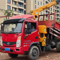 Grue télescopique montée sur camion d'occasion à prix avantageux, 4 tonnes, avec benne basculante pour chantier de construction