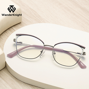 Gafas de Moda, Lujosas y Modernas, con Logotipo Personalizado, Montura Metálica Pequeña, Estilo Ojo de Gato, Protección Contra Luz Azul, Monturas Ópticas - Product Image 4