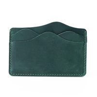Dompet kulit sapi, dompet kulit kuda gila saku depan minimalis ramping tempat kartu dengan 5 Slot