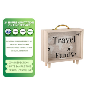 Hucha de madera para viajes, caja de ahorro decorativa con <span class=keywords><strong>mapa</strong></span> <span class=keywords><strong>del</strong></span> <span class=keywords><strong>mundo</strong></span>, regalo para amantes de los viajes - Product Image 1