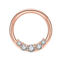 Anneau de nez en acier inoxydable 316L plaqué or PVD, serti de 5 zircons blancs, piercing corporel, bijoux de superstar personnalisés