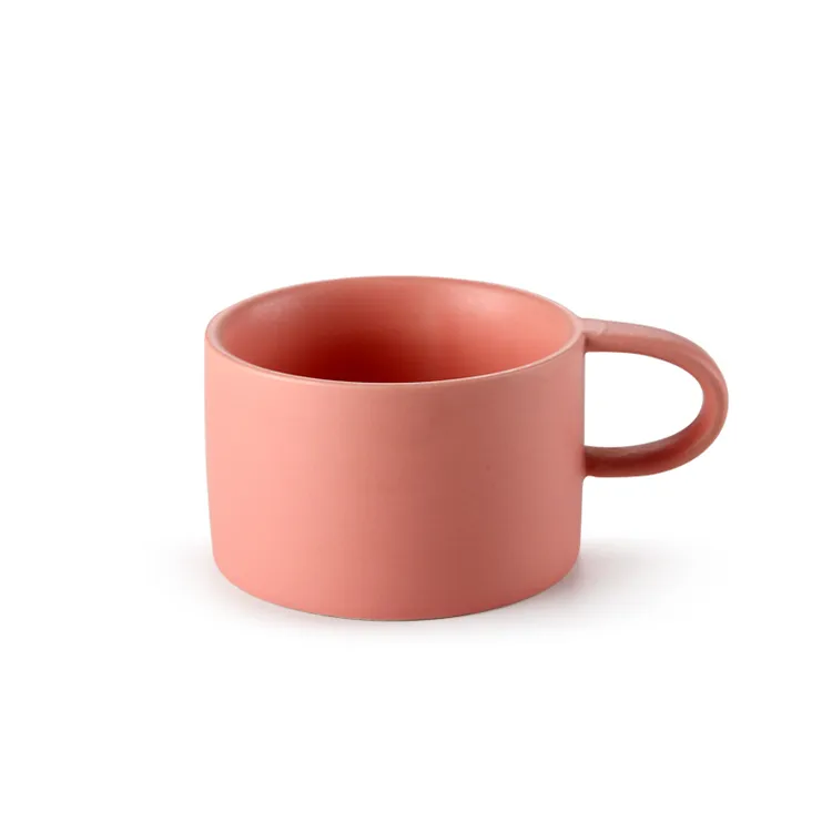 Özel küçük sevimli 6oz Tazas seramik kahve kupa Nordic mat renk mavi beyaz pembe bardak