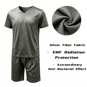 T-shirt à manches courtes col en V 100% fibre d'argent, anti-radiation, protection EMF, à porter tous les jours pour hommes et femmes - Product Image 2