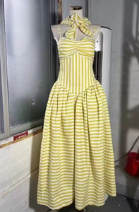 OUDINA Abito <span class=keywords><strong>Lungo</strong></span> <span class=keywords><strong>Casual</strong></span> da Donna a Righe Senza Maniche, Taglie Forti, Elegante e di Alta Qualità - Vendita all'Ingrosso - Product Image 3