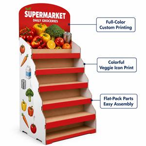 Support d'affichage en carton personnalisé pour produits frais, étagère à fruits et légumes autoportante à six niveaux pour supermarché - Product Image 3