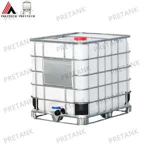 Özelleştirme 1000 litre HDPE plastik galvaniz çerçeve IBC ton tankı alt toplu gıda sınıfı sıvı saklama kapları